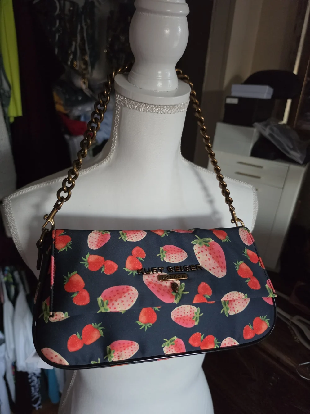 Kurt Geiger London Navy Strawberry Print Crossbody Bag To Handbag